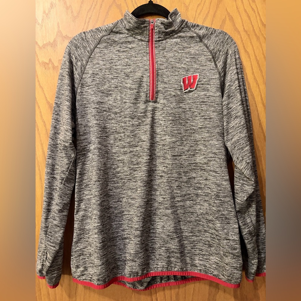 Gray Wisconsin Quarter-Zip